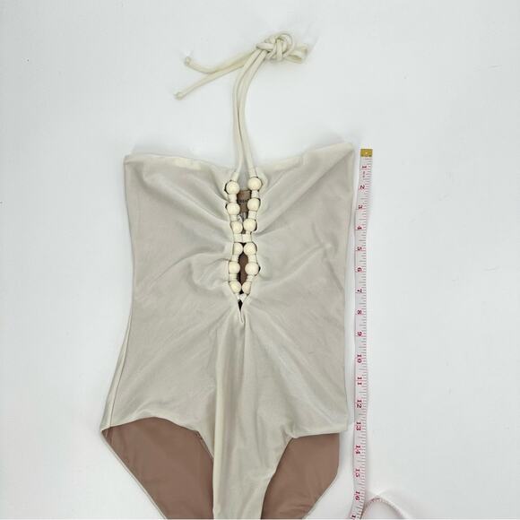 Adriana Degreas Golden Age Solid Halterneck Swimsuit in off white Size M - Picture 11 of 16